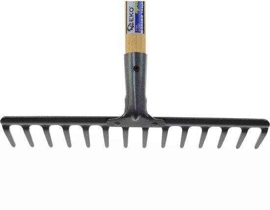 GEKO 14-tands hark - Houten steel - Geschikt voor tuinwerk en bladeren verzamelen — afbeelding 2