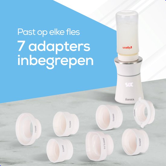 Ferera Flessenwarmer - Onderweg & Thuis - Draagbare Flessenwarmer - Draadloos - BPA-Vrij - Inclusief Adapter - Waterdicht Opbergtasje - 7 Kopstukken - Geschikt Voor Alle Babyfles Merken — afbeelding 2