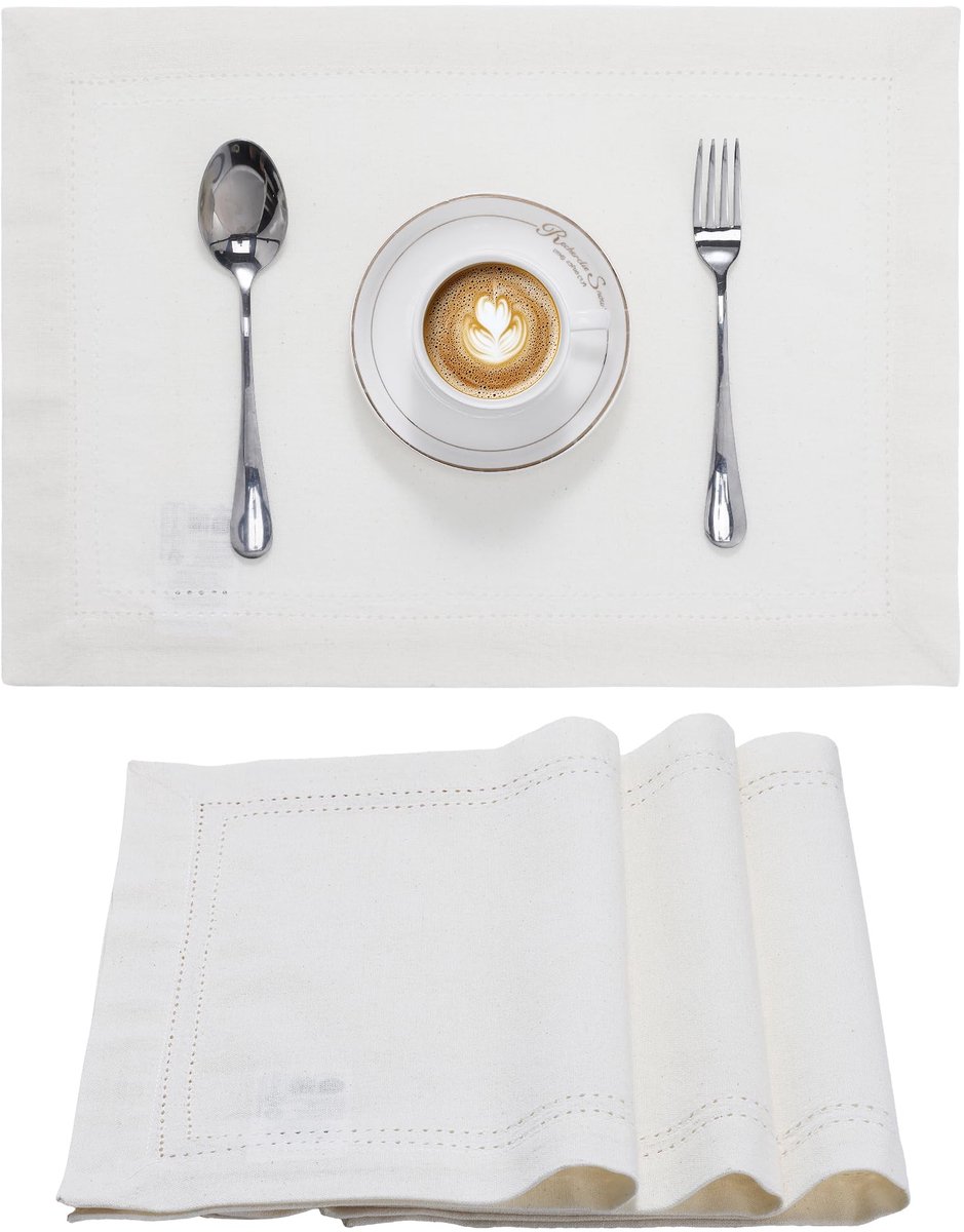 My Ninki ® Set van 4 Luxe Katoenen Placemats met Stijlvolle Dubbele Zoom voor Elegante Tafeldecoratie
