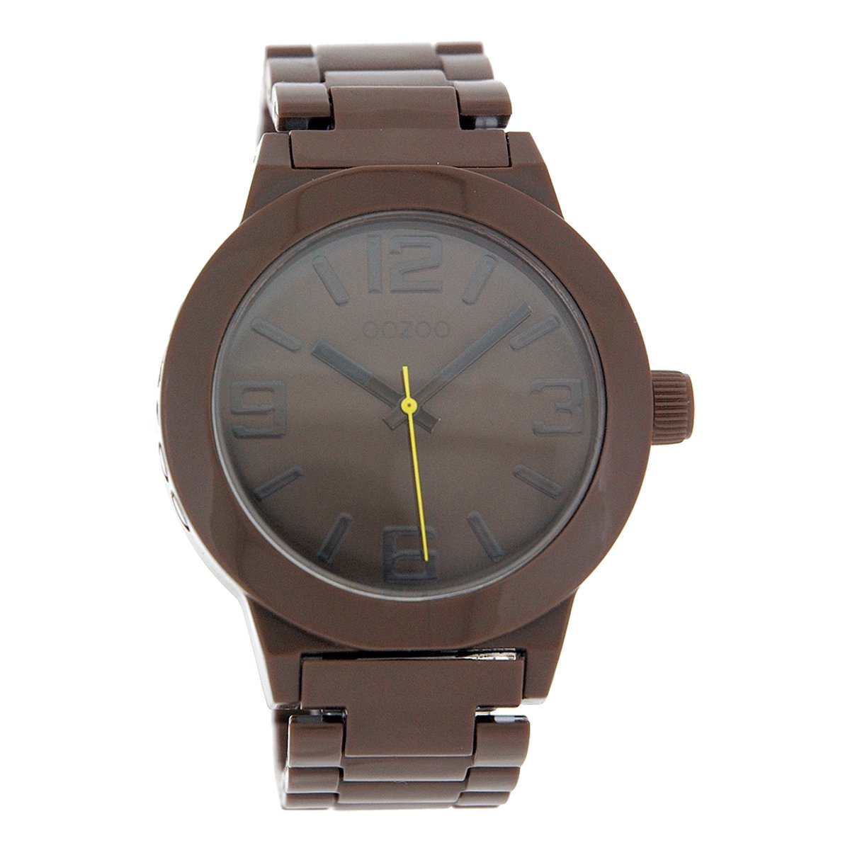 OOZOO Timepieces - Donker bruine horloge met donker bruine kunststof horlogeband - C3682