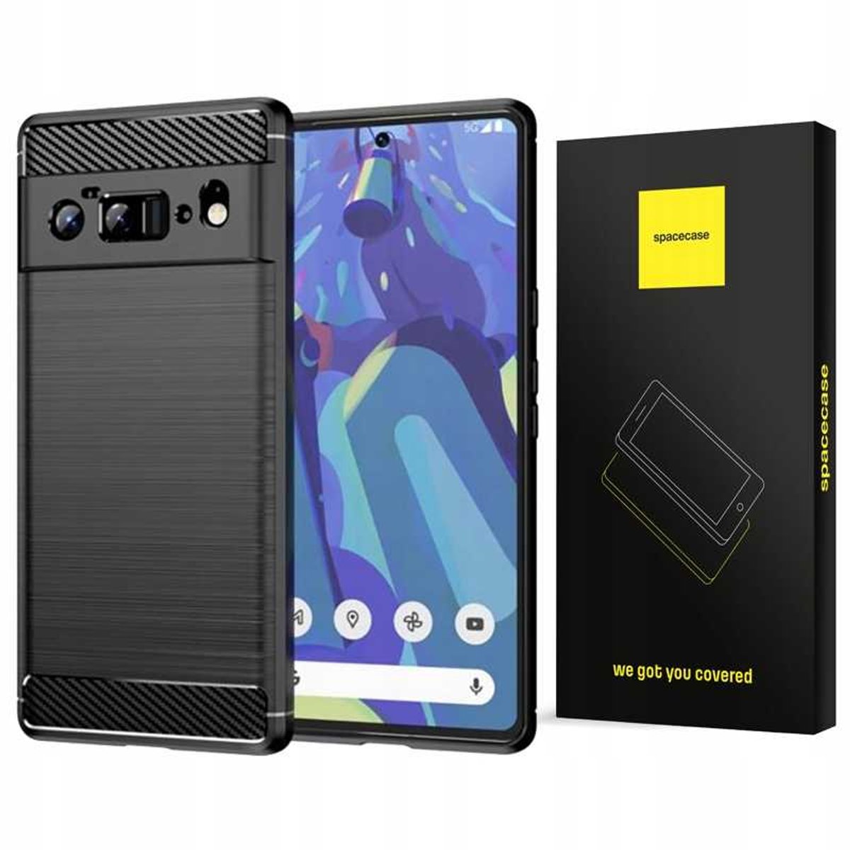Spacecase Case Cover Voor Google Pixel 6A Telefoon Zwart