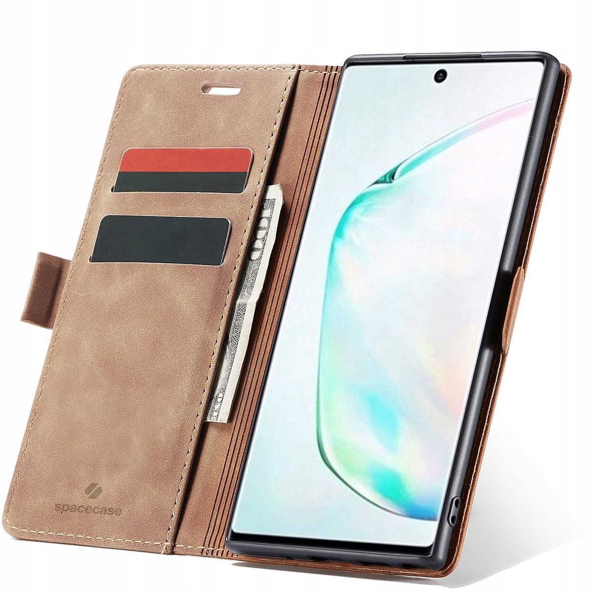 Spacecase Portefeuille Case Voor Samsung Galaxy Note 10+ Lederen Hoes