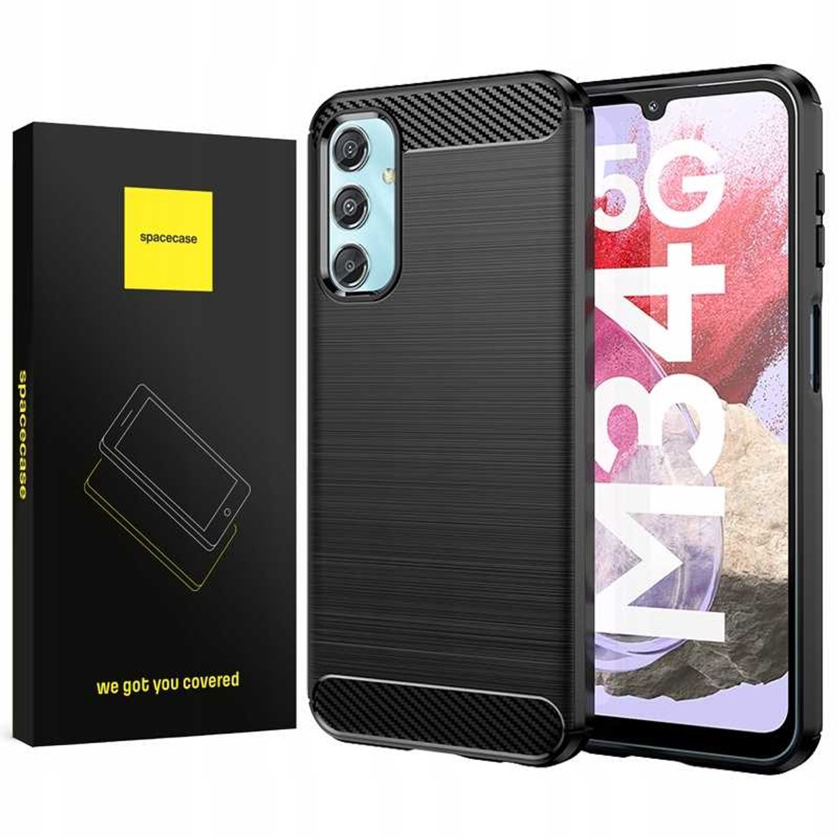 Spacecase Case Cover Voor Samsung Galaxy M34 5G Zwart
