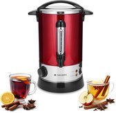 Navaris glühweinketel met temperatuurregelaar 6,8L - RVS glühweinkoker met tap - Warm water ketel - Thermostaat - Oververhittingsbeveiliging - Rood