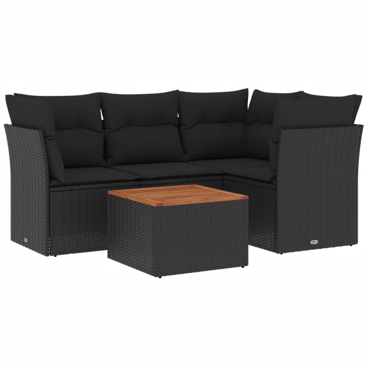 The Living Store 5-delige Loungeset met kussens poly rattan zwart - Loungeset - Loungemeubels - Tuinlounge - Buitentijd - Relaxen