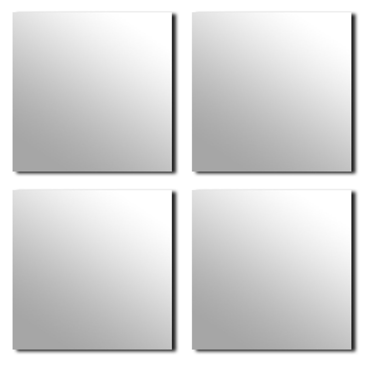 Tendance Plak spiegel tegels - 4x stuks - glas - zelfklevend - 20 x 20 cm - vierkant - muur/deur/wand