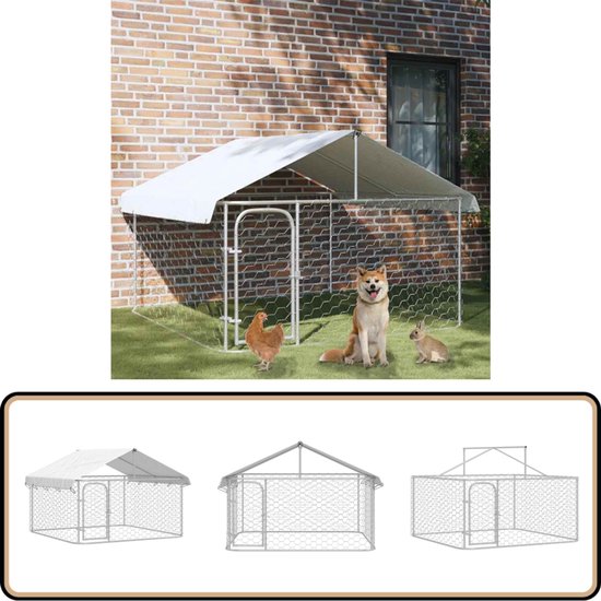 vidaXL Chenil avec toit - 200 x 200 x 150 cm - Chenil - Espace extérieur - Niche pour chien - Résidence pour chien