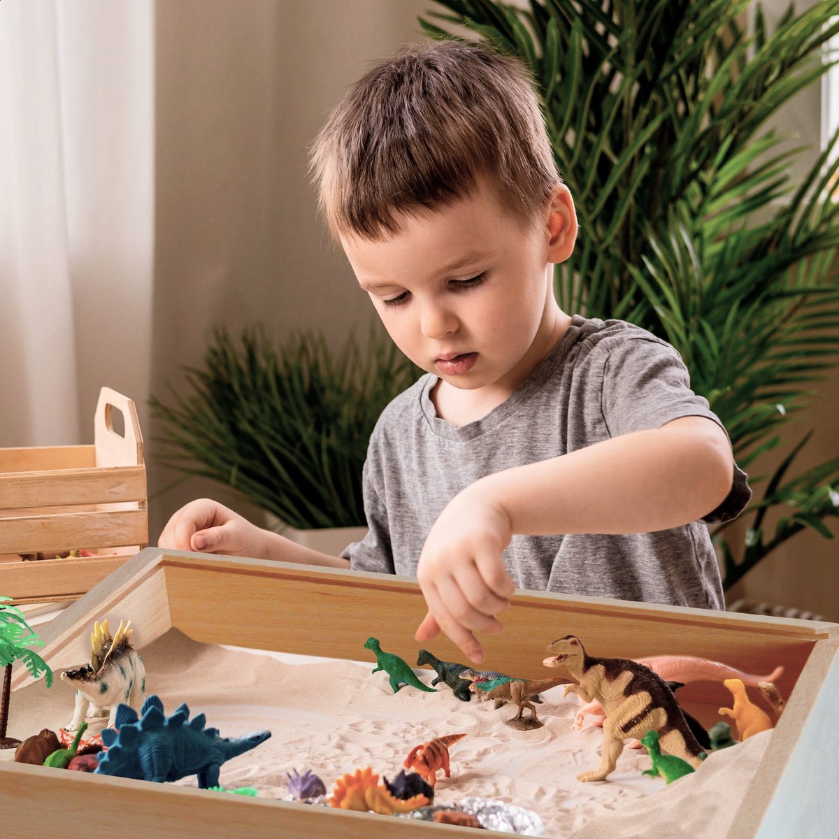 Houten Sensory Speelbak - Met Deksel & Accessoires - 30x30x6 cm — afbeelding 2