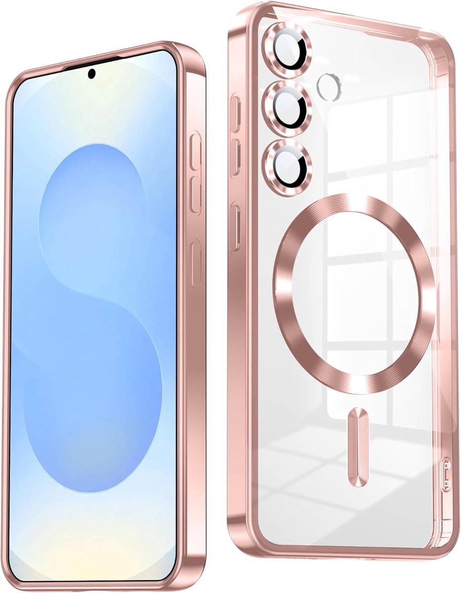 Hoesje geschikt voor Samsung S25 Plus Roze - Shockproof Magsafe Hoesje geschikt voor Samsung S25 plus - Met Extra Camera Lens Bescherming