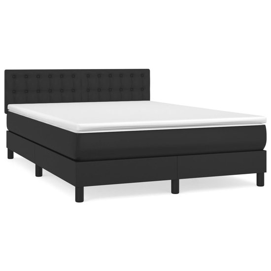 vidaXL Boxspring avec matelas Simili cuir Noir 140x200 cm - Boxspring - Sommiers - Lit - Meubles de couchage