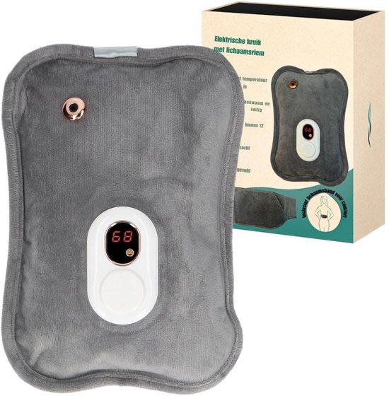 Zylo® Warmtekussen Oplaadbaar - Warmtekussen Elektrisch - Warmtekussen Draadloos - Duurzaam met Hoes - 18x26x18cm - Grijs