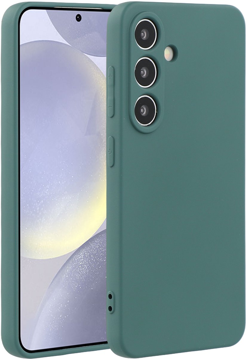 Lunso Geschikt voor Samsung Galaxy S25 hoesje - Flexibel siliconen Backcover - Legergroen