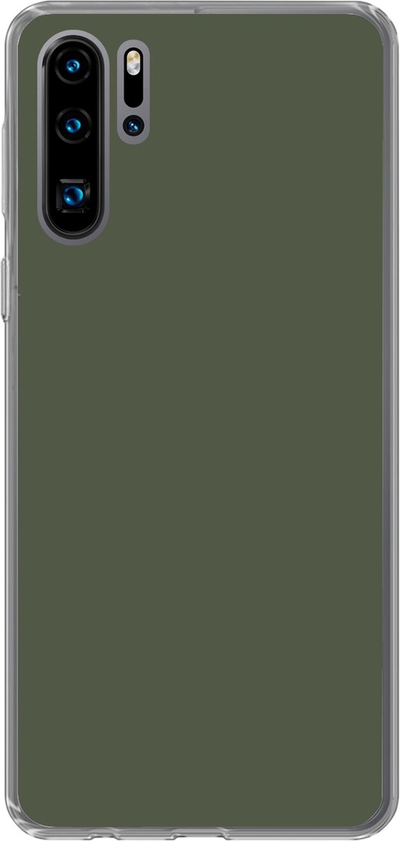 Telefoonhoesje Geschikt voor Huawei P30 Pro hoesje - Groen - Effen kleur - Olijfgroen - Siliconen Telefoonhoesje Telefoonhoesje