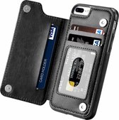 Wallet Case  geschikt voor Apple iPhone 8 Plus / 7 Plus - zwart + gratis glazen Screenprotector