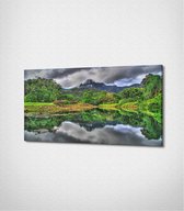 Mountain Reflection Canvas- 100 x 60 cm - Landschap - Schilderij - Canvas - Slaapkamer - Wanddecoratie  - Slaapkamer - Foto op canvas