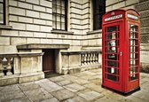 Fotobehang City London Telephone Box Red | XXL - 206cm x 275cm | 130g/m2 Vlies