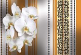 Papier peint Fleurs Motif Floral Orchidées | XXL - 206 cm x 275 cm | Polaire 130g / m2