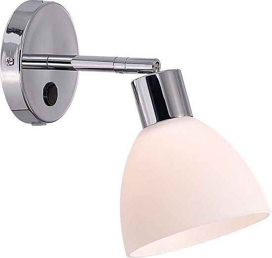 Nordlux Ray wandlamp - draai- en kantelbaar - kap Ø12 cm - E14 - chroom met wit