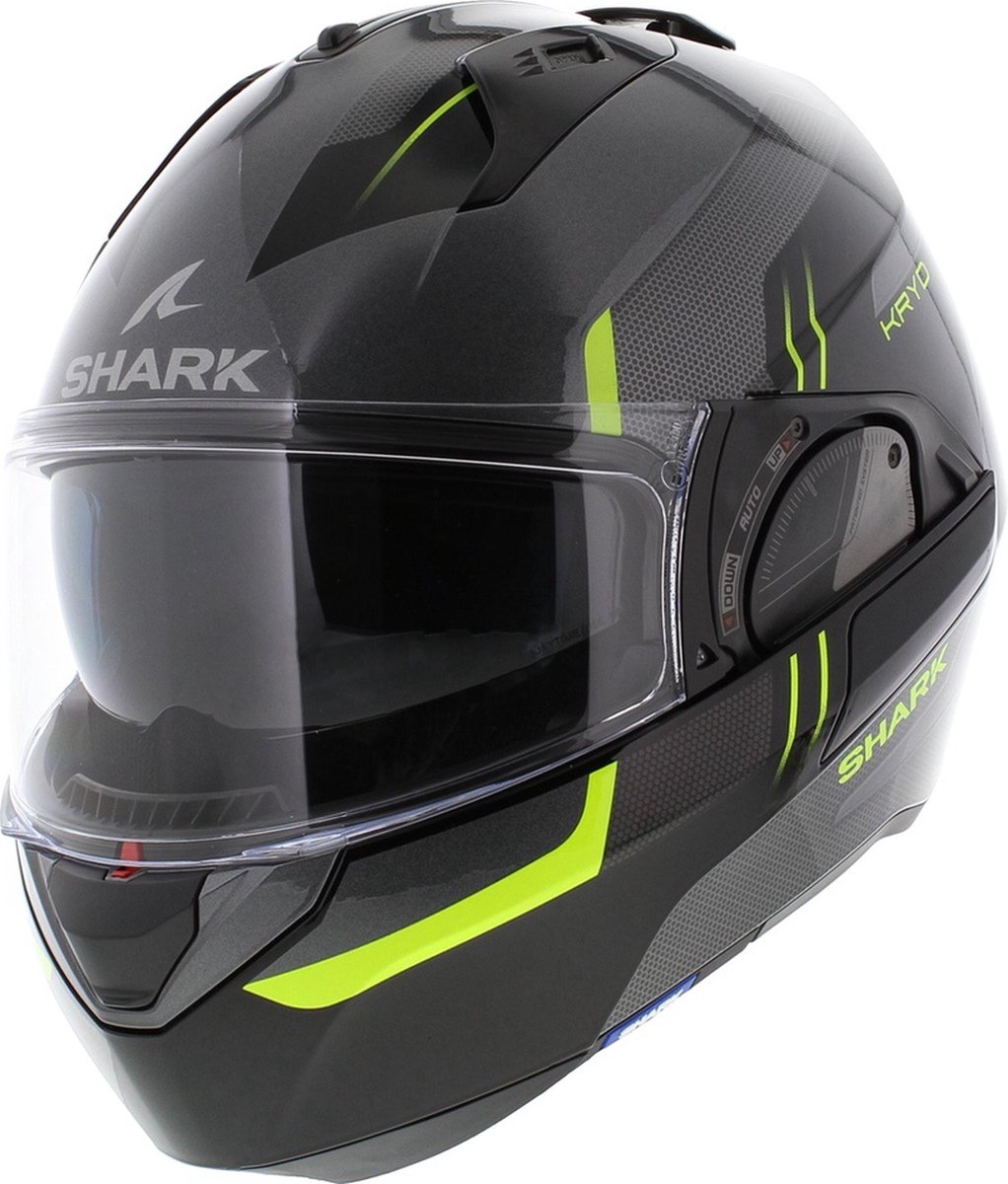 Shark Evo ES Kryd Antraciet Zwart Geel AKY Systeemhelm - Maat XS - Helm – foto 3
