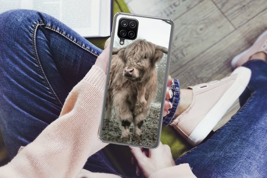 Coque de téléphone compatible avec Samsung Galaxy A12 - Highlander écossais - Forêt - Brume - Vache - Animaux - Nature - Coque en Siliconen