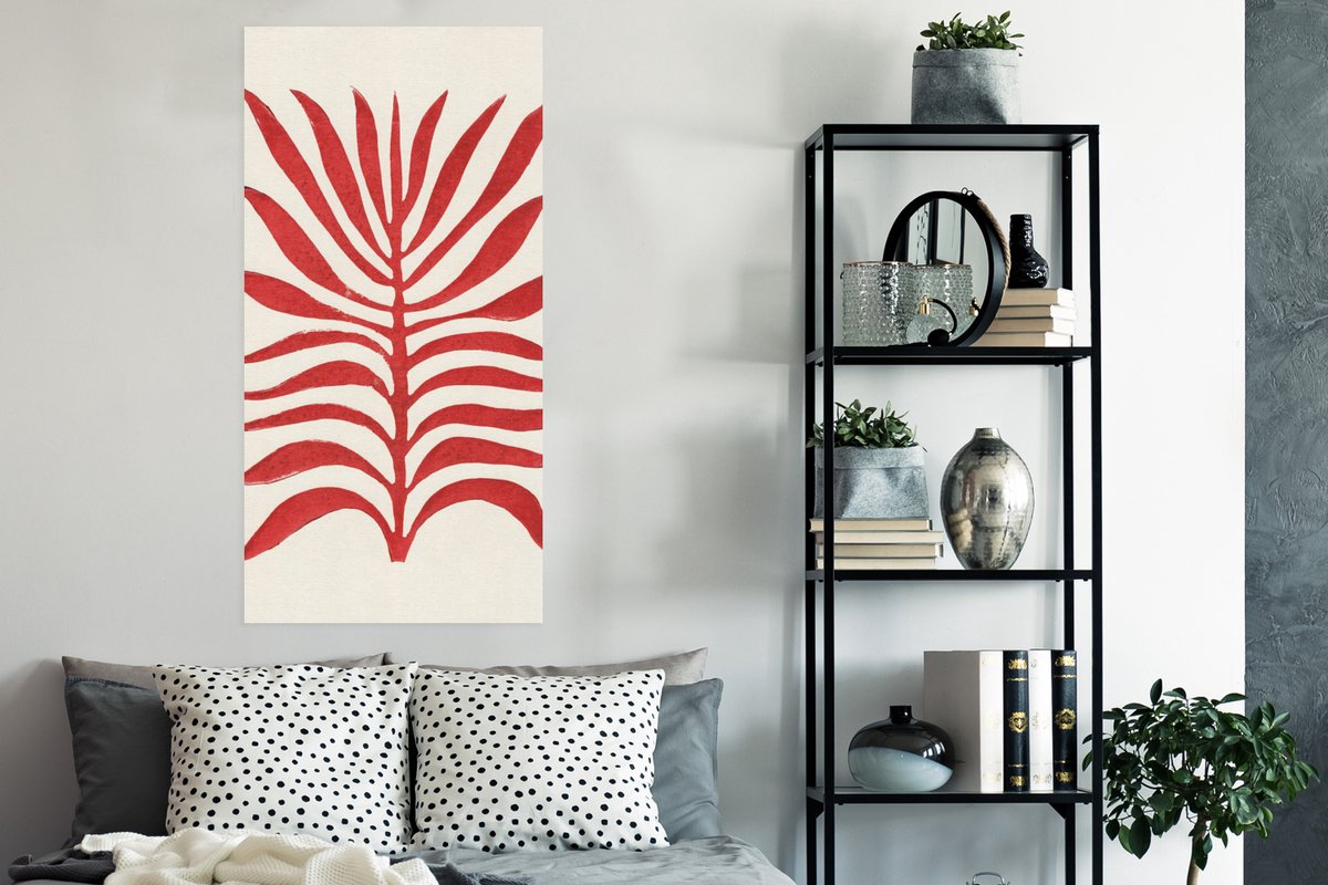 Poster Plant - Rood - Bladeren - Abstract - 60x120 cm
