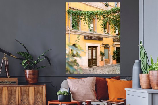 Stickers muraux - Sticker Foil - Rome - Restaurant - Jaune - Plantes - Porte - 90x120 cm - Film Adhésif - Stickers muraux Chambre Enfant - Papier Peint Auto Adhésif