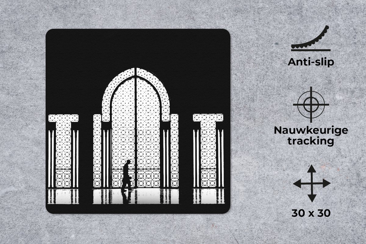 Muismat 30x30 cm - Mousepad Zwart - Wit - Raam - Man - Muismatten