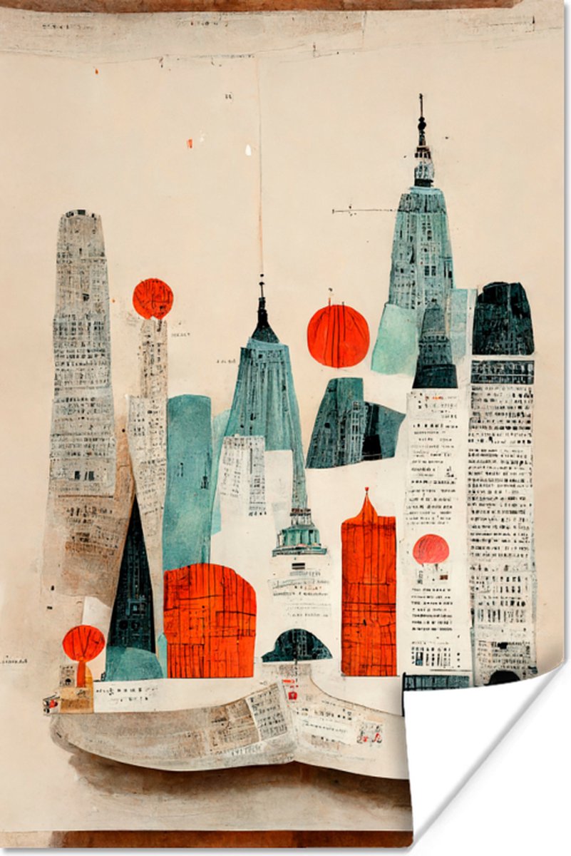 Vintage - Rood - Kleuren - Stad - Skyline