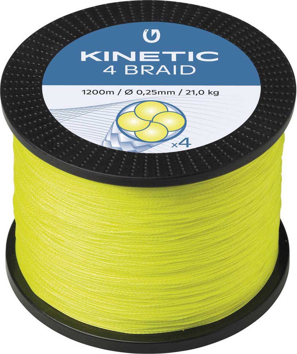 Kinetic Cyber 4 Gevlochten Vislijn 1200 M Geel 0.080 mm