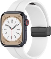 Bracelet Smartwatch en Siliconen - Convient au bracelet magnétique à boucle en D Apple Watch - blanc - Bracelet / Bracelet / Bracelet Strap-it - Taille: 38 - 40 - 41mm
