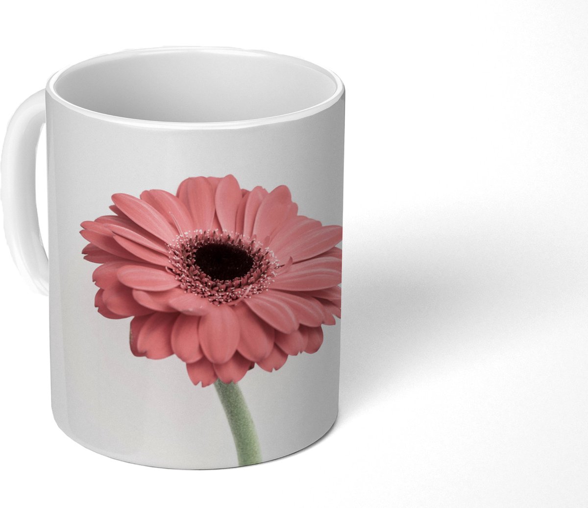 Mok - Koffiemok - Bloemen - Roze - Natuur - Wit - Plant - Mokken - 350 ML - Beker - Koffiemokken - Theemok