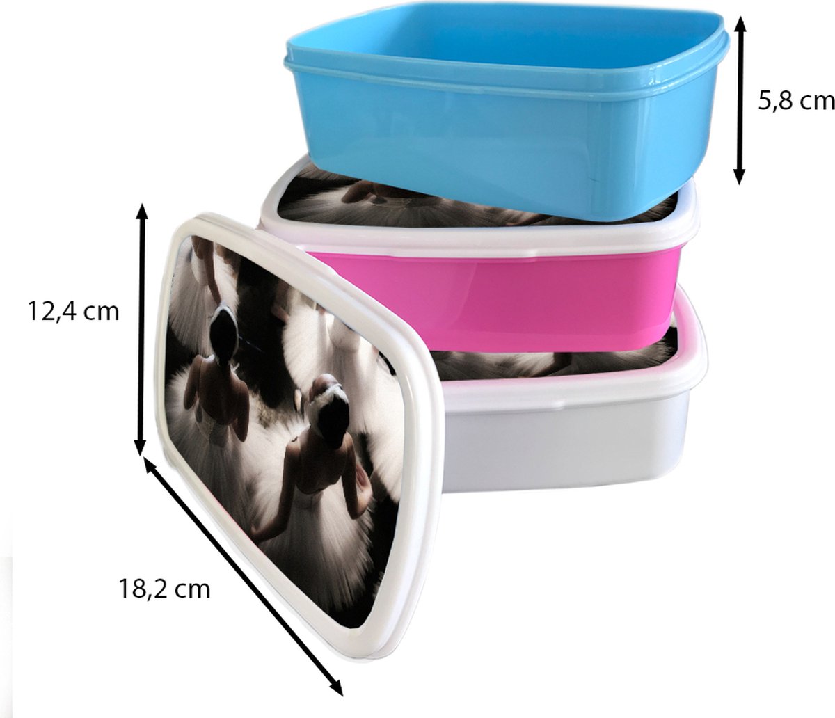 Broodtrommel Wit - Lunchbox - Brooddoos - Ballet - Ballerina - Dans - 18x12x6 cm - Volwassenen