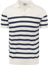 Suitable - Roan Knitted Polo Linnen Blauw - Modern-fit - Heren Poloshirt Maat M