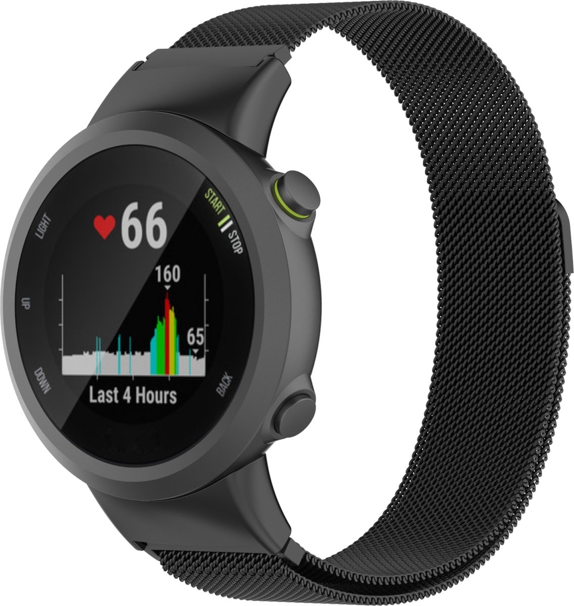 By Qubix - Geschikt voor Garmin Forerunner 45 / 45S - Milanese bandje - Zwart