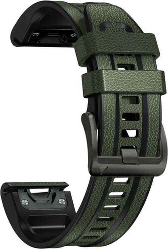 By Qubix - Quickfit 26 mm - Bracelet sport en Siliconen - Vert armée - Garmin  Fenix