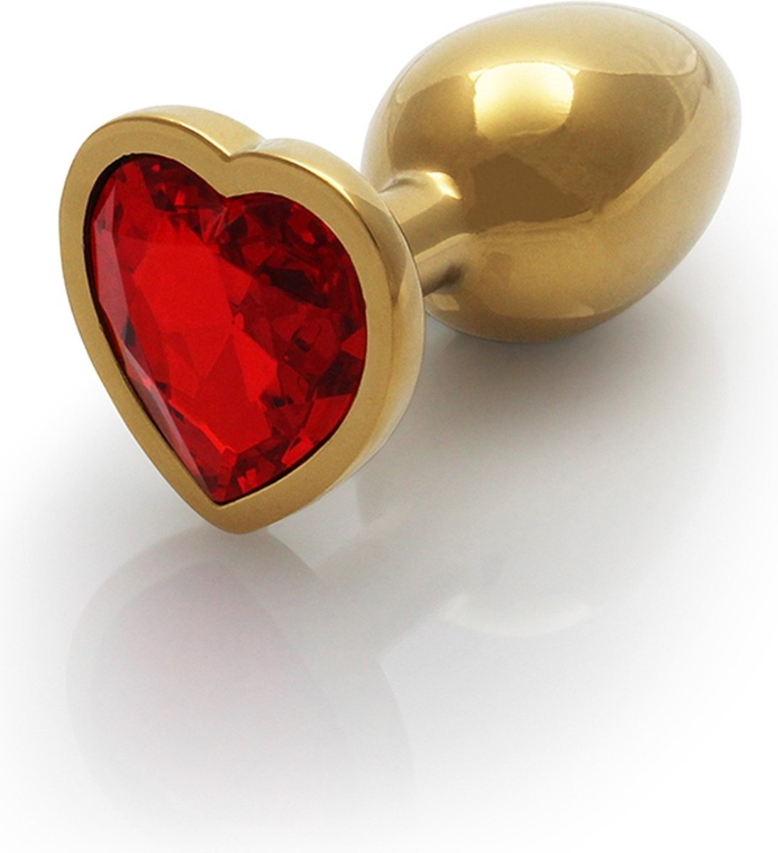 Shots - Ouch! OU805GLD - Heart Gem Butt Plug - Small - Gold / Ruby Red