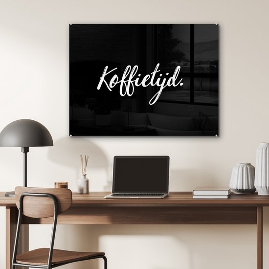 MuchoWow® Peinture sur Verre - Citations - Proverbes - Coffee Time - Café - 80x60 cm - Peintures sur Verre Acrylique - Photo sur Glas