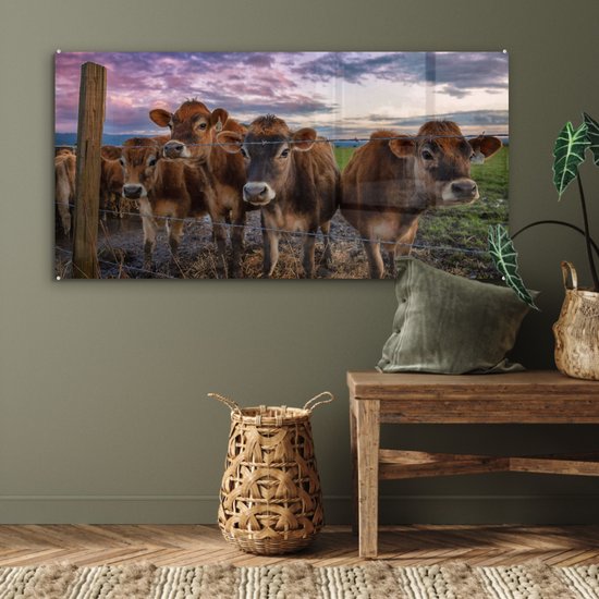 MuchoWow® Peinture sur Verre - Vache - Animaux - Vaches - 120x60 cm - Peintures sur Verre Acrylique - Photo sur Glas