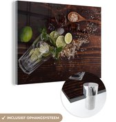 MuchoWow® Glasschilderij 40x30 cm - Schilderij acrylglas - Cocktail - Fruit - Limoen - Foto op glas - Schilderijen
