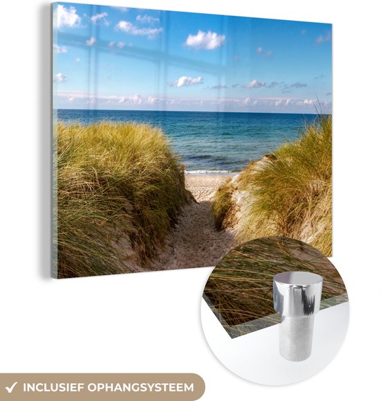 MuchoWow® Glasschilderij 40x30 cm - Schilderij acrylglas - Strand - Wolken - Duitsland - Foto op glas - Schilderijen
