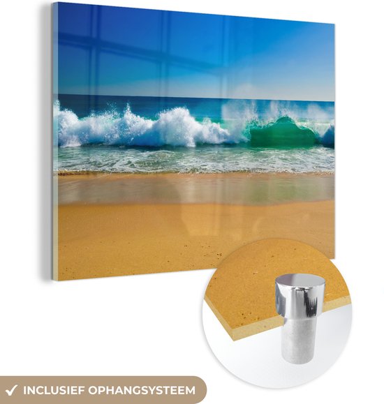 MuchoWow® Peinture sur verre 80x60 cm - Peinture sur verre acrylique - Mer - Golf - Plage - Photo sur verre - Peintures