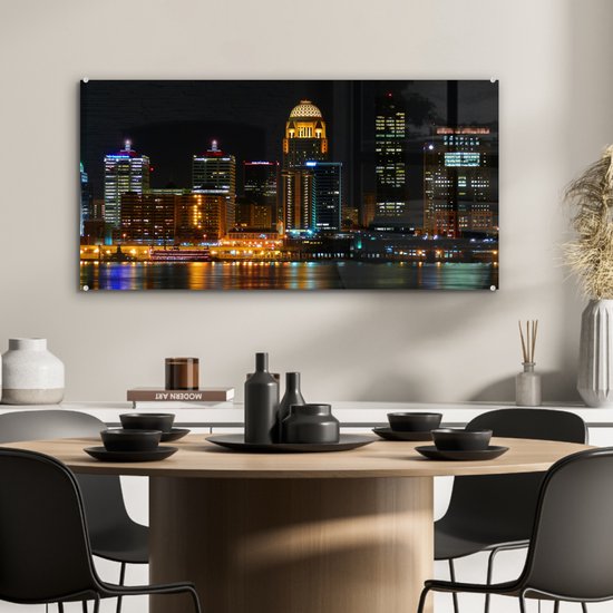La vie nocturne de Louisville dans l'état du Kentucky Plexiglas 80x40 cm - Tirage photo sur Glas (décoration murale plexiglas)
