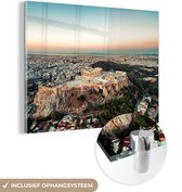 MuchoWow® Glasschilderij 120x90 cm - Schilderij acrylglas - De Akropolis in Athene - Foto op glas - Schilderijen