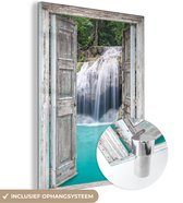 MuchoWow® Glasschilderij 30x40 cm - Schilderij acrylglas - Doorkijk - Waterval - Natuur - Landschap - Foto op glas - Schilderijen