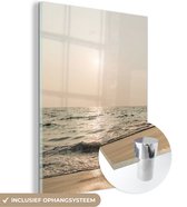 MuchoWow® Glasschilderij 60x80 cm - Schilderij acrylglas - Zee - Strand - Zon - Foto op glas - Schilderijen
