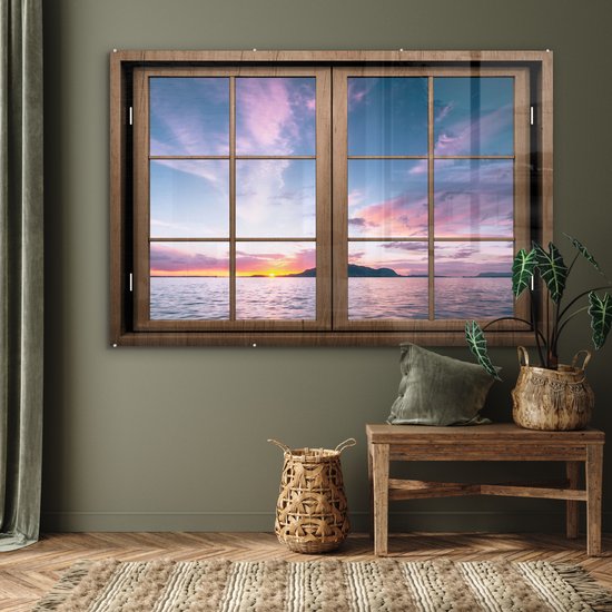 MuchoWow® Peinture sur Verre - Voir à Travers - Mer - Berg - 150x100 cm - Peintures sur Verre Acrylique - Photo sur Glas