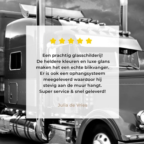 MuchoWow® Peinture sur Verre - Camion - noir et blanc - 180x120 cm - Peintures sur Verre Acrylique - Photo sur Glas