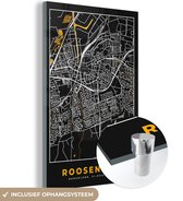 Peinture sur verre - Plan de la ville - Roosendaal - Or - Zwart - 40x60 cm - Peintures en plexiglas