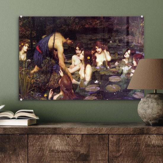 Peinture sur verre - Hylas et les nymphes - peinture de John William Waterhouse - 60x40 cm - Peintures Plexiglas