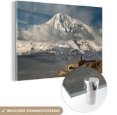 MuchoWow® Glasschilderij 30x20 cm - Schilderij acrylglas - Het uitzicht op de Ararat berg in Turkije - Foto op glas - Schilderijen